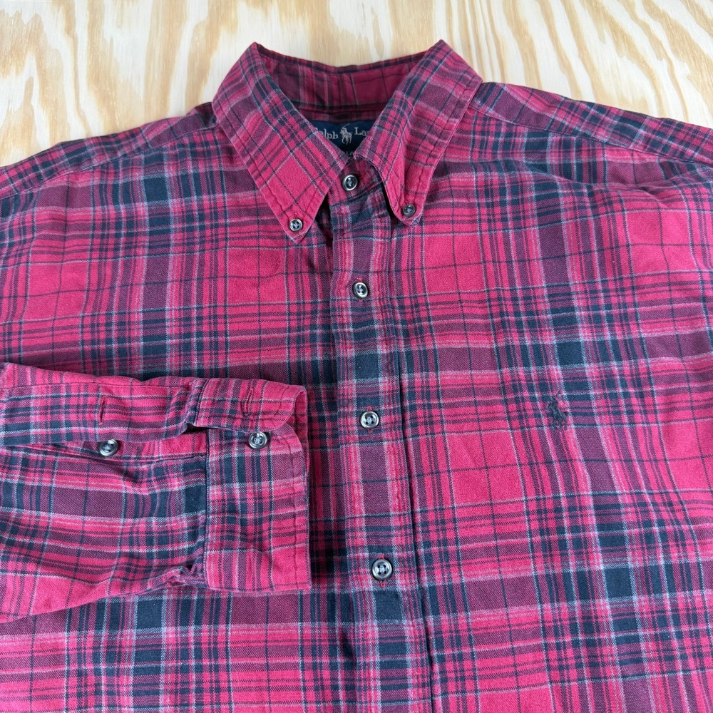 Polo Ralph Lauren Blake Mens Large Red Plaid Button Down Cotton Shirt L Long Slv